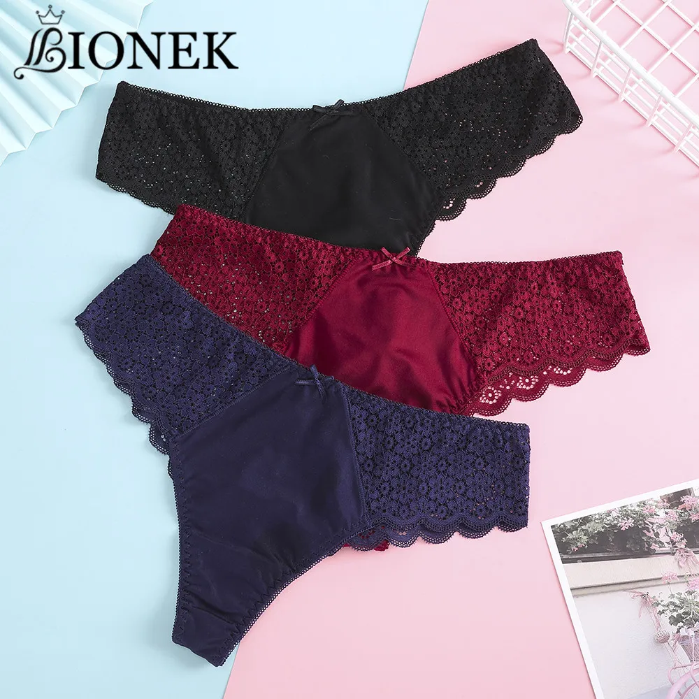 

BIONEK Hollow Lace Briefs For Women Breathable Cotton Women's Underwear Panties Intimates Lingerie Female Sexy Knickers S-L
