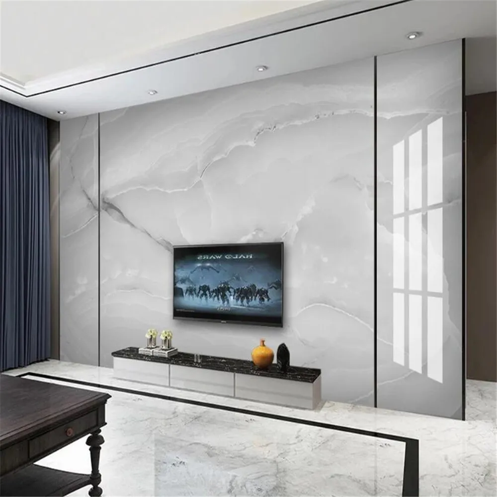 

Milofi custom 3D mural wallpaper simple jazz white marble decorative painting background wall non-woven wallpaper