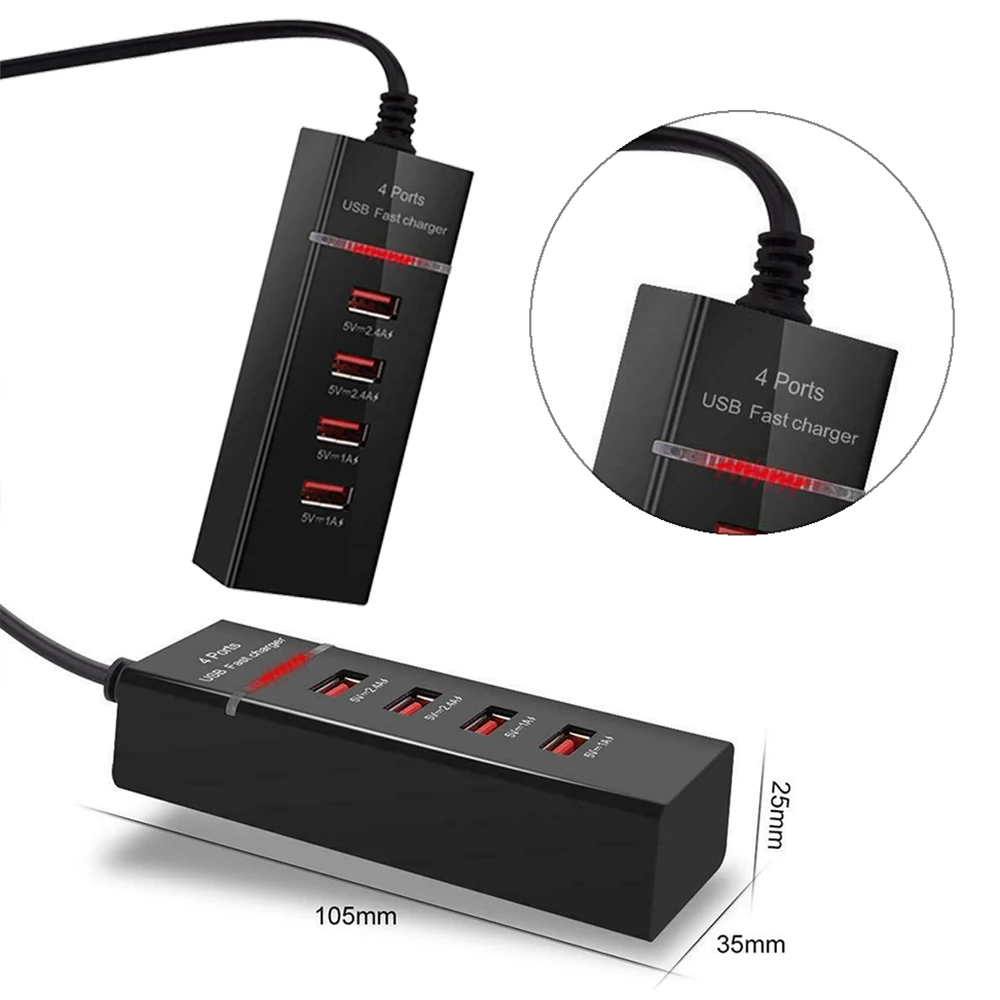 Универсальный ЕС США штекер 4 USB порт быстрое зарядное устройство для телефона Путешествия стены Мощность Быстрая Зарядка адаптер для iPhone для samsung мобильных телефонов