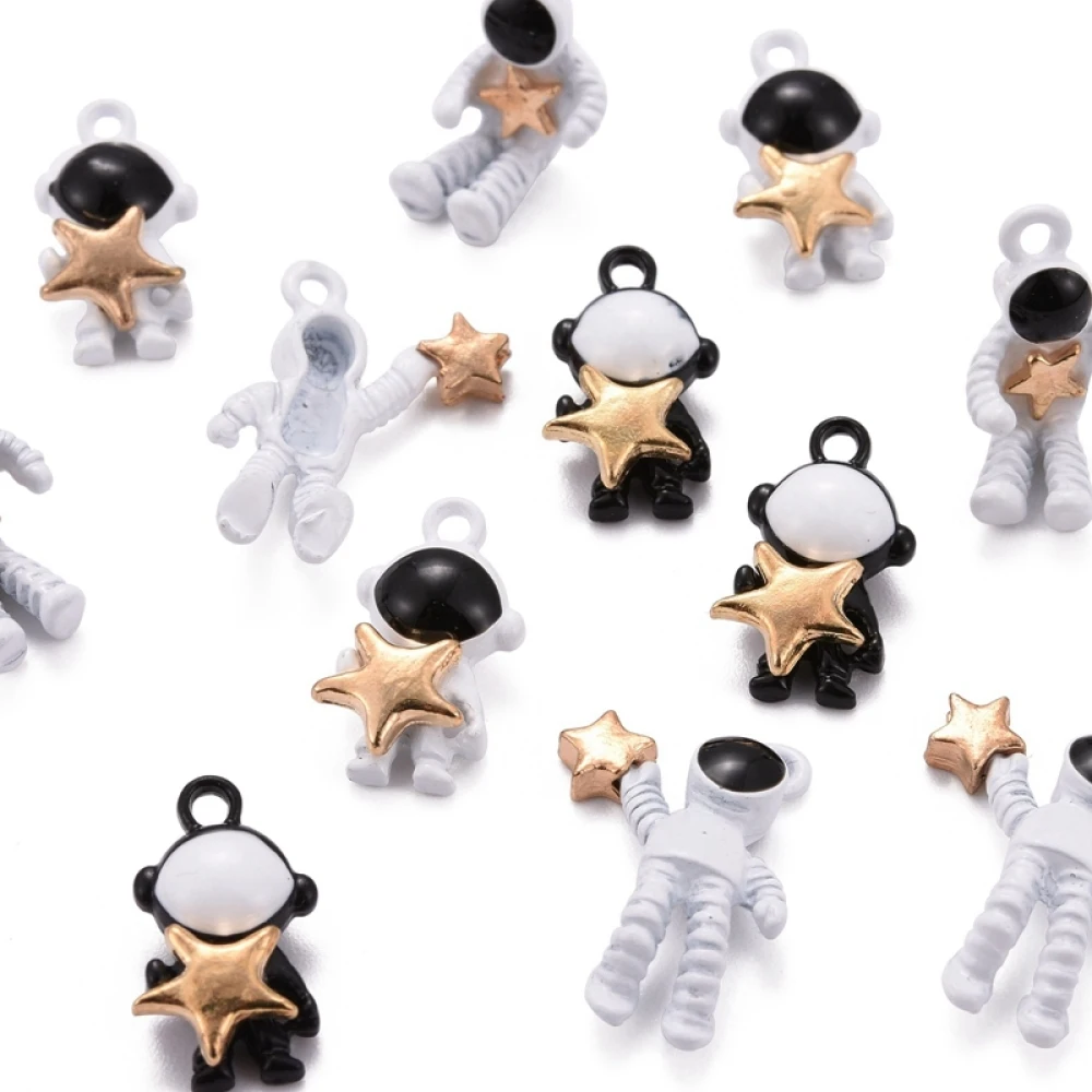 40pcs/Box Baking Painted Alloy Astronaut Pendants For DIY Handmade Jewelry Making Earring Necklace Keychain Decor Accessories