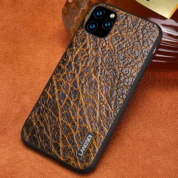 

Genuine Leather Bark Grain Phone Cases For Apple iPhone 11 Pro Max X XS Max XR 7 8 6 6s 7 8 plus 5 5S SE 2020 Retro Back Cover
