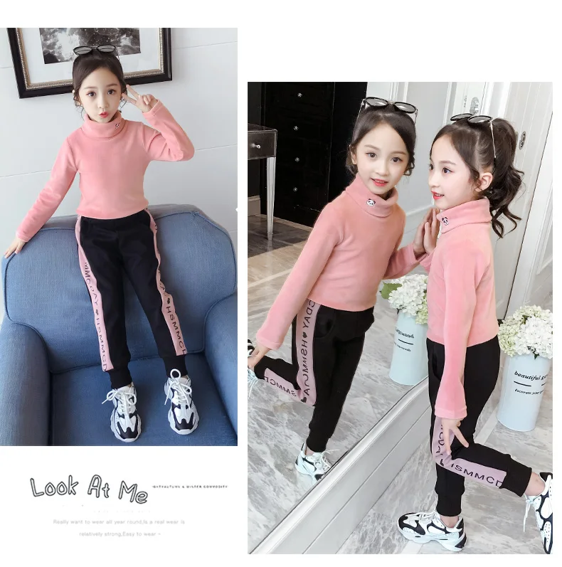Детская зимняя одежда зимние базовые рубашки baju anak perempuan, фланелевая Детская толстовка с высоким воротником теплые плотные Топы ярких цветов