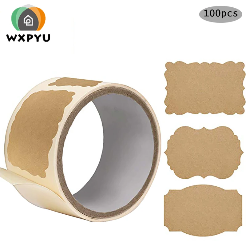 

100pcs 1*3inch blank brown kraft paper sticker custom labels sticker for Jars Logo Stickers Gift Tags stationery stickers