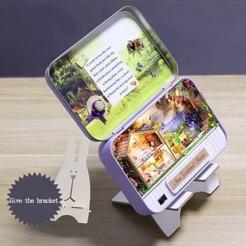 3D DIY кукольный домик Миниатюрный деревянный пазл Кукольный дом мини мебель Украшение кукольные домики Подарочная коробка на год секретная