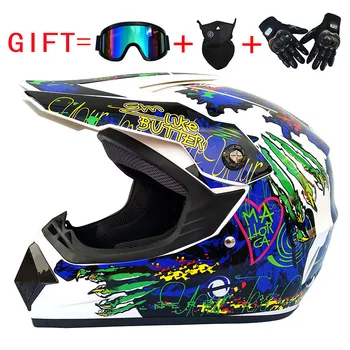 

Super-Cool Motorcycle Off-road Helmet Motocross Helmet Full Face Helmet with gift glove mask and goggles 0407-14
