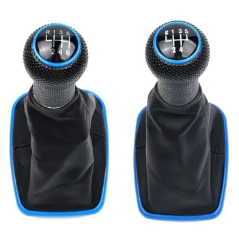 

5 Speed 6 Speed 12mm Gear Shift Knob with Gear Shift Gaiter Boot Blue Frame for Volkswagen /VW MK4 Golf 4 IV GTI R32 Jetta Bora