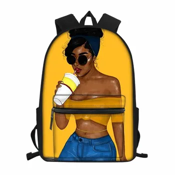 

HYCOOL New African Black Beauty Girl Cartoon School Bag Kids Fashion Backpack Schoolbags for Girls Rucksack Children Backpacks