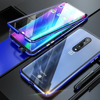 

360 Full Magnetic Case For Oneplus 7 Pro Oneplus7 Metal Bumper Front Tempered Glass Transparent Cover One Plus 7 Pro Cases Armor