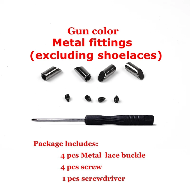 2pcs Gun color Прочные эластичные шнурки без галстука, шнурки, круглые уличные модные ленивые шнурки, детские кроссовки для отдыха для взрослых, быстрая обувь, кружево, 1 пара - Цвет: 2pcs Gun color