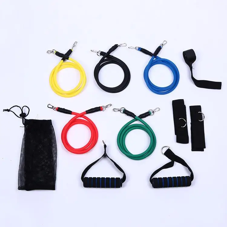 

11PCS 1Set Pull Rope TPE Elastic Tube Resistance Training Device Fitness Yoga Equipment Exercise Kit foaming handle Latex Tubes