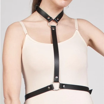 

Sexy Harness Women Chest Bondage Straps Fashion Cage Bra Adjustable Leather Gothic Punk Style Accessories Goth Rave Costumes