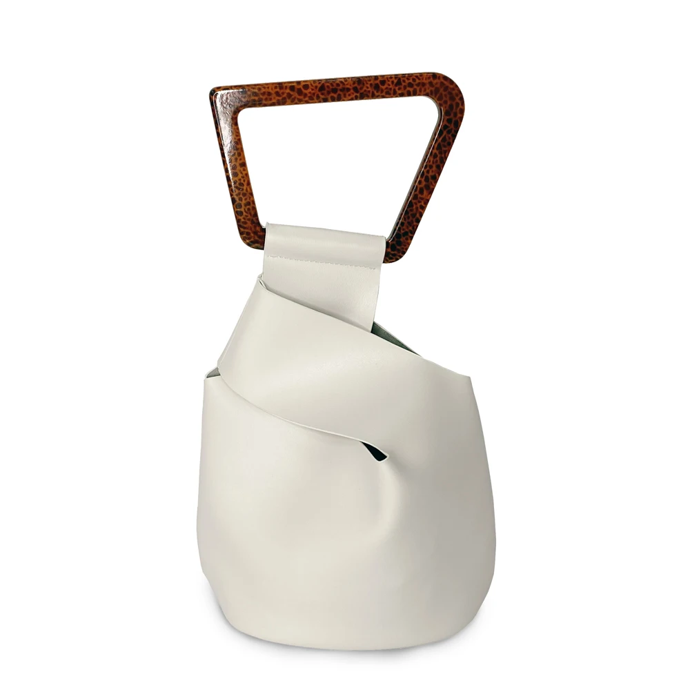 High Quality PU Leather Irregular Bucket Bags 2021 Fashion Ladies Evening Bag Acrylic Handle Women's Handbags Casual Tote |