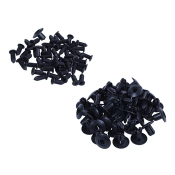 

50 Pieces Auto 8mm Hole Press Type Plastic Rivets Black