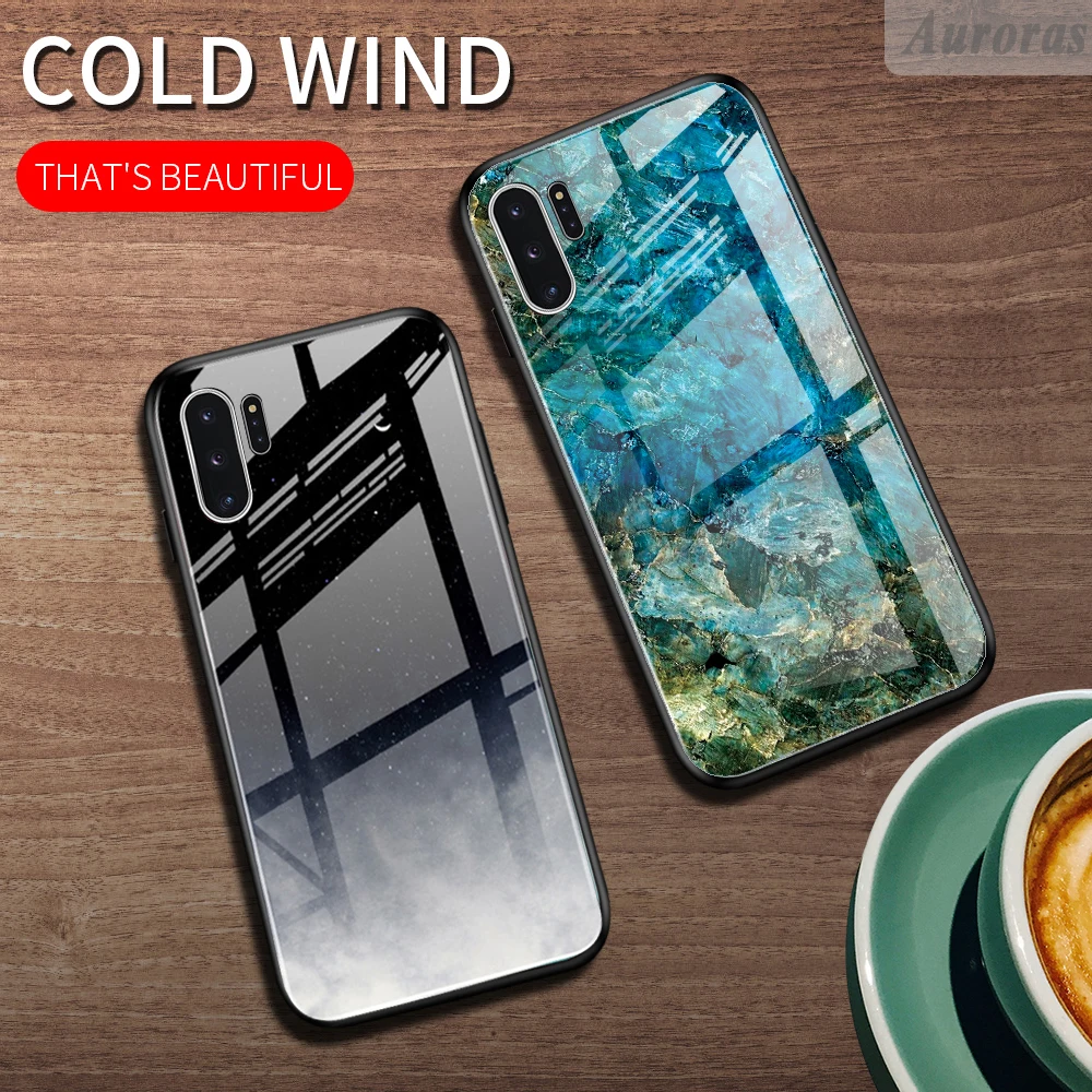 

Auroras For Samsung Galaxy Note 10 Plus Case Tempered Glass Soft TPU Frame Shockproof Cover For Galaxy Note 10 plus Cases Funda