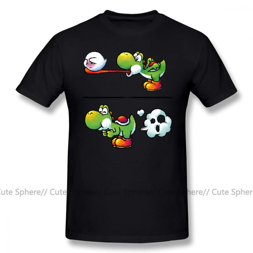 Футболка Super Smash Bros, Farting Yoshi, 100 хлопок, модная мужская футболка, 6xl, Милая футболка с коротким рукавом и принтом - Цвет: Black