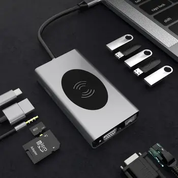 

1PC RJ45 Audio Docking Station Hub PD Rapid Charging Hub Type-c Adapter to HDMI USB 3.0 Hub Creative Type-c HDMI VGA Hub PD Port