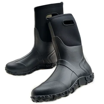 

Aleafalling High Tube Rain Boots Warm British Platform Slip On PU Waterproof Anti-skip Ankle Black Boots Hunter Woman Shoes