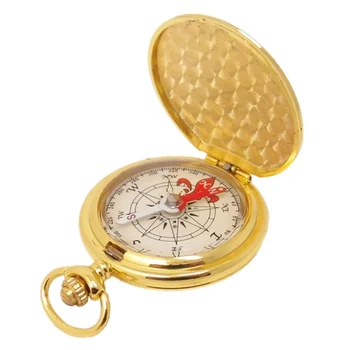 

Aolikes Pocket Watch Retro Golden Flip Compass Luminous In The Dark Navigation Car Compass Hiking Navigation Compass Keychain