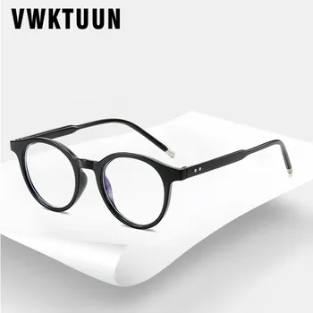 

VWKTUUN Round Glasses Frame Men Women Anti Blue Light Eye glasses Frames Rivet Myopia Computer Glasses Male Female Clear Glasses