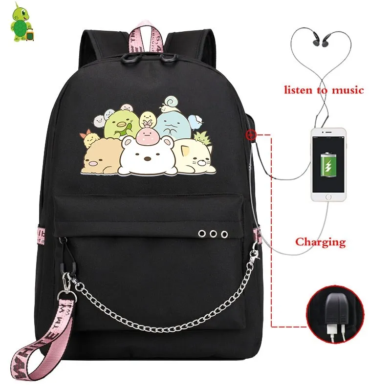 Mochila Sumikko, рюкзак, милые школьные сумки для девочек-подростков, Usb зарядка, рюкзак для ноутбука, женские рюкзаки, корейский рюкзак для путешествий - Цвет: 17