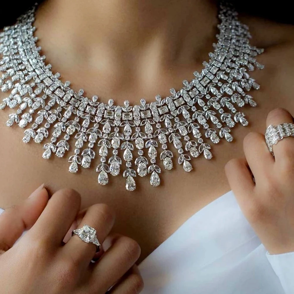 Missvikki New 4PCS Luxury WATERDROP Big Statement Jewelry set For Women  Wedding Cubic Zircon CZ African Dubai Bridal Jewelry