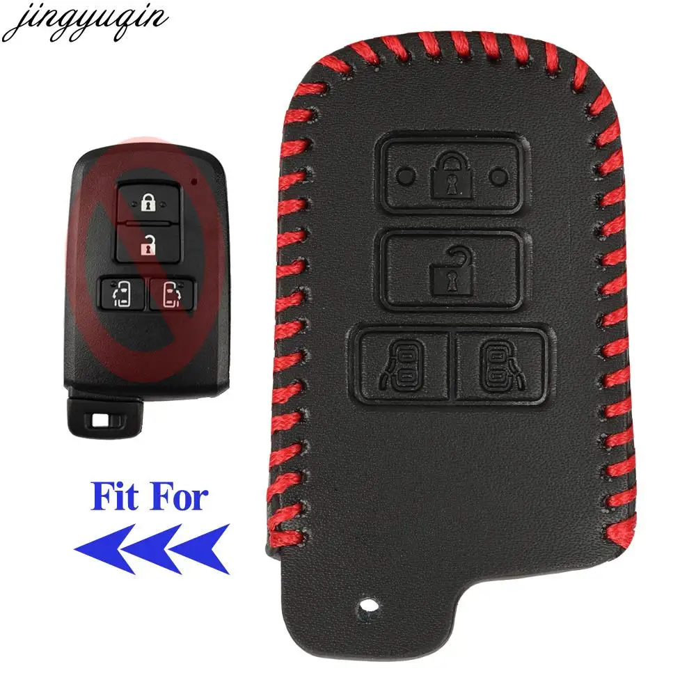 

Jingyuqin Remote Car Leather Key Case Cover For Toyota Auris Camry RAV4 Sienna Sienta Noah Yaris Hybrid 4 Buttons Protection Bag