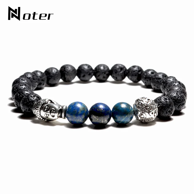 Винтажный браслет с буддой для Homme натуральный малахит тигровый глаз лазурит