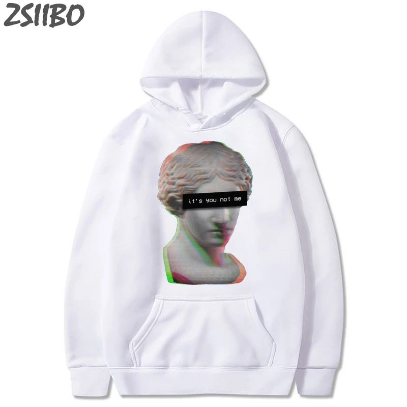 Мужские толстовки унисекс, Michelangelo, статуя Давида, Забавный принт, Vaporwave, пуловер, Повседневная Толстовка, Harajuku, худи, уличная одежда, пальто - Цвет: Bai2