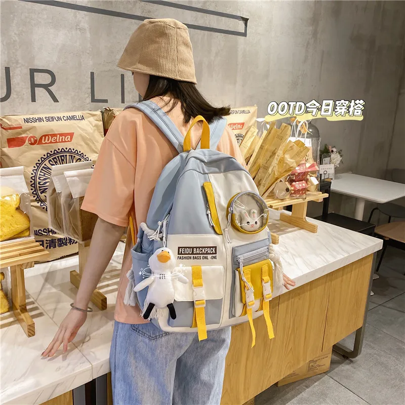 trendy laptop backpacks Female Harajuku Nylon Bag Kawaii Girl College Student Backpack Waterproof Fashion Ladies School Bag Book Women Cute Backpack New classy sling bags