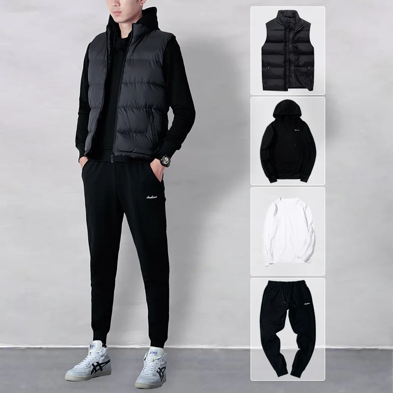 

2018 Autumn Men Leisure Sports Suit Pullover Spring And Autumn Hoodie Suit Men's Four-Piece Pieces Korean-style Trend S
