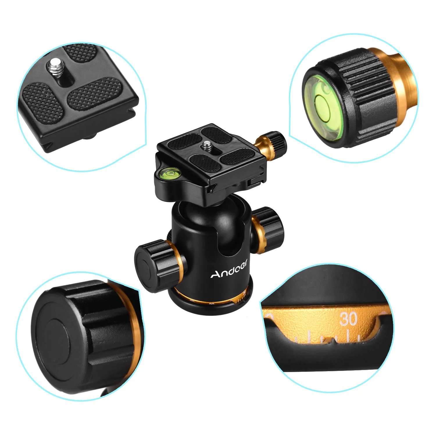 Andoer панорамный штатив шаровая Головка камеры видео шаровая Головка адаптер с быстроразъемной пластиной 3 кг грузоподъемность алюминиевый сплав