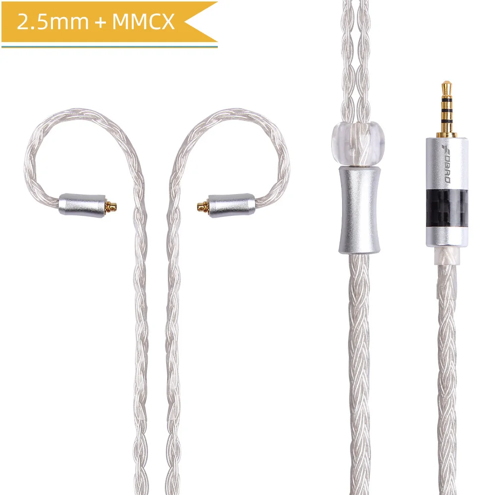 white 2.5mm MMCX FDBRO 16 ядер 2,5/3,5/4,4 мм с серебряным покрытием наушников обновления аудио провода наушники MMCX IE80 IM 2Pin 0,78 мм A2DC кабель SE425 SE535 - Цвет: white 2.5mm MMCX