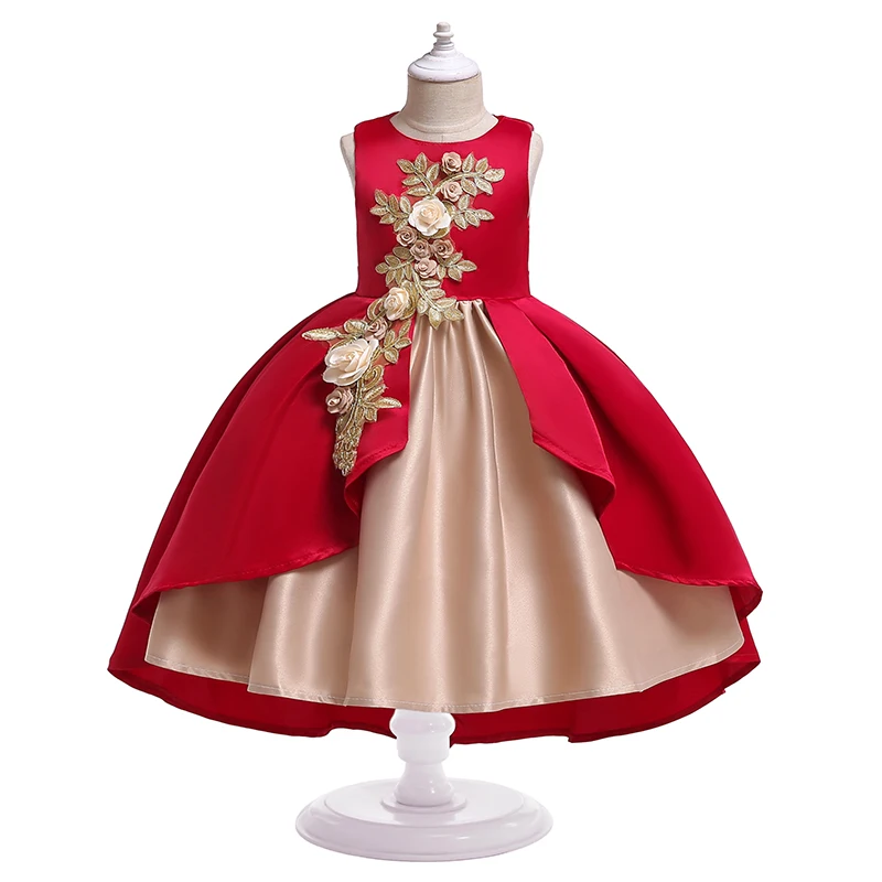 Платье-пачка с бантом и повязка на голову для девочек, комплект, кружевные платья принцессы детская одежда на заказ, вечерние наряды для свадьбы для девочек возрастом от 3 до 10 лет - Цвет: red