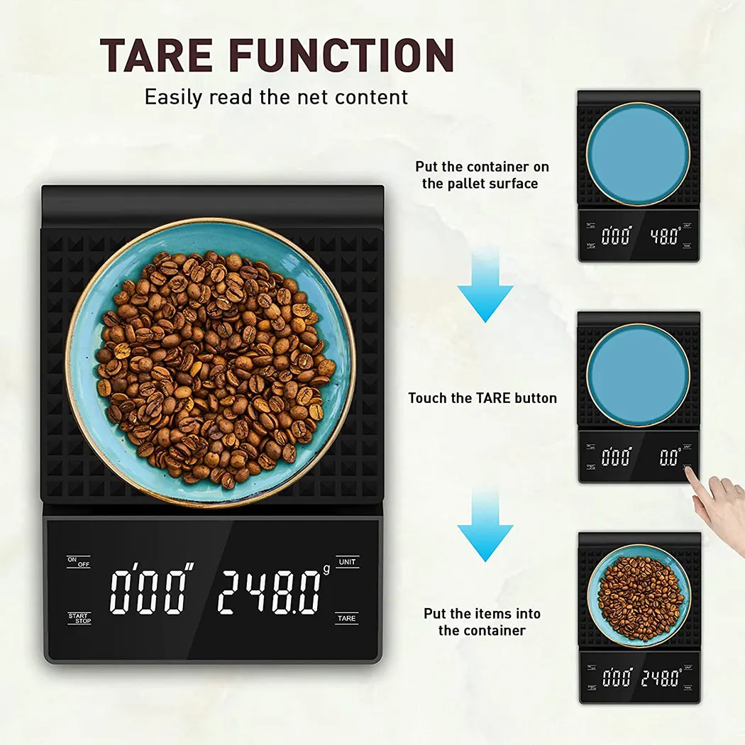 Kitchentour Digital Kitchen Scale - 3000G/0.1G High Accuracy Precision  Multifunction Food Meat Scale With Back-Lit Lcd Display(Batteries Included)