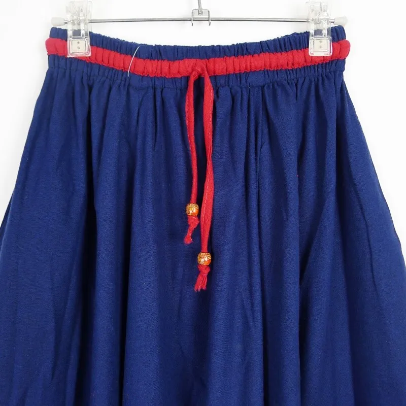 Makuluya весна осень лето новые NavyBlue женские хлопковые льняные винтажные повседневные длинные юбки с принтом под все BHL6