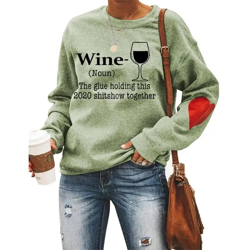 Women Letter Printed Sweatshirts Crew Neck Long Sleeve Pullovers Autumn Winter Casual Loose Outwear Sweatshirt Women