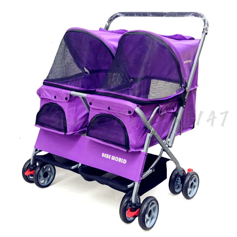Two-seat Pet Stroller Double Sleeping Bed Car Ultra-light Folding Removable Washable Cat Dog Widening Care Out Pet Car Two-seat Pet Stroller Double Sleeping Bed Car Ultra-light Folding Removable Washable Cat Dog Widening Care Out Pet Car