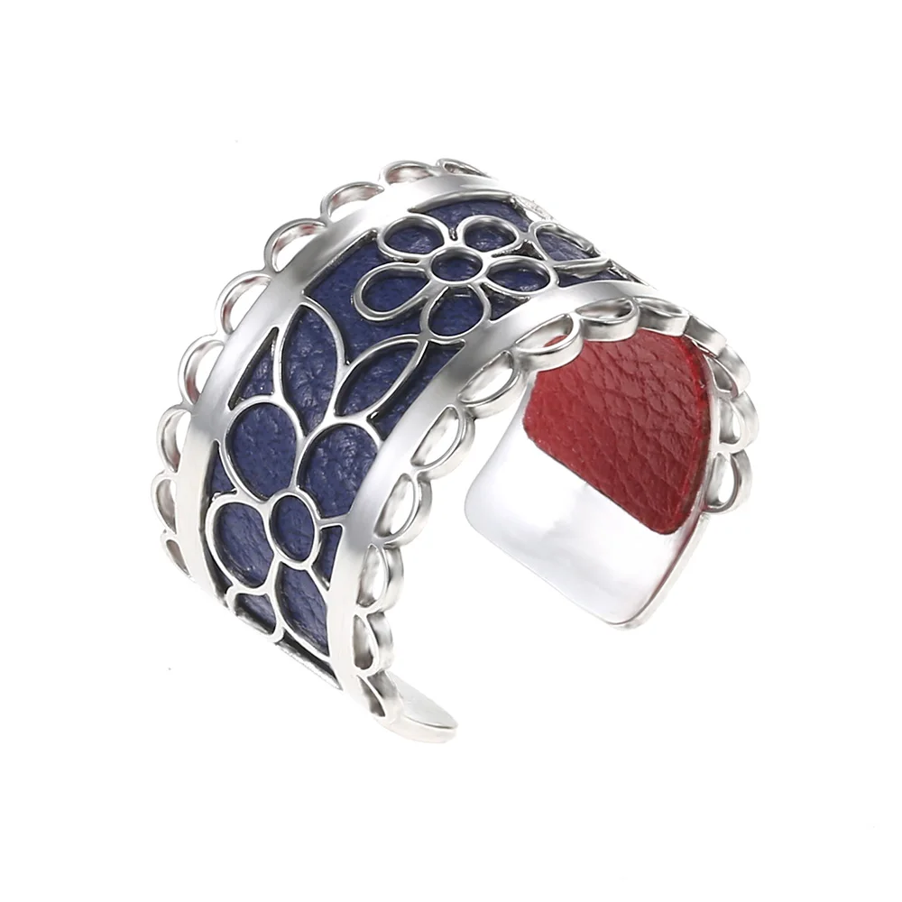 Blue and Red Кремо жоржет простое кольцо Уникальный цветок кольца для женщин модные аксессуары красочные изменяемые кожаные Bague Femme - Цвет основного камня: Blue and Red
