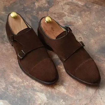 

High Quality New Fashion Men Pu Leather Buckle Business Shoe Vintage Casual Classic monk strap Shoes Zapatos De Hombre HA454