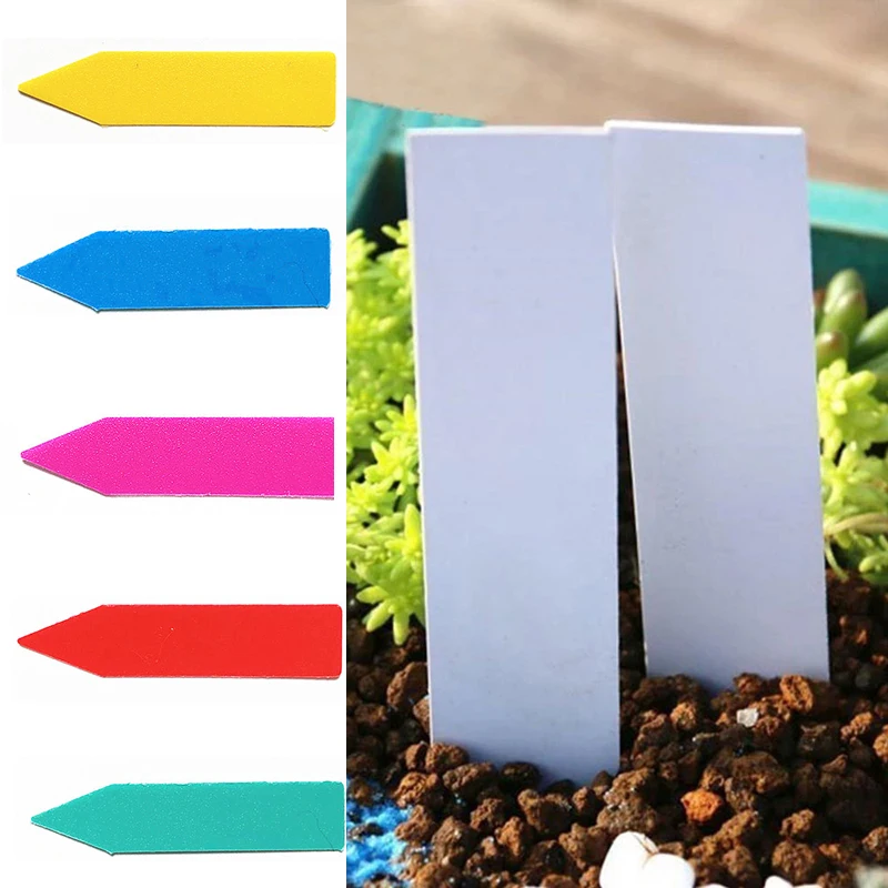 

100pcs Garden Plant Labels Plant Tags Nursery Markers Flower Pots Markers Seedling Tray Mark Tools Pot Waterproof Solid Colors