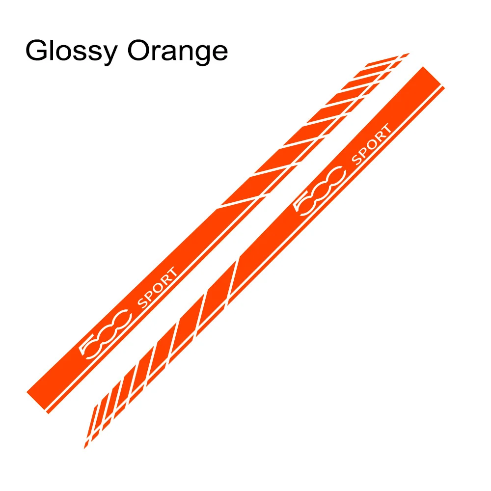 2 шт., спортивный стиль, наклейки для боковой двери автомобиля, юбки, авто полоски, декоративные наклейки для Fiat 500, виниловые наклейки для тела, автомобильные аксессуары - Название цвета: Glossy Orange
