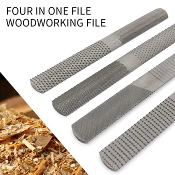 

200mm 4 in 1 Wood File Carbon Steel Rasp File Flat Half Round File Woodworking Abrasive Tool
