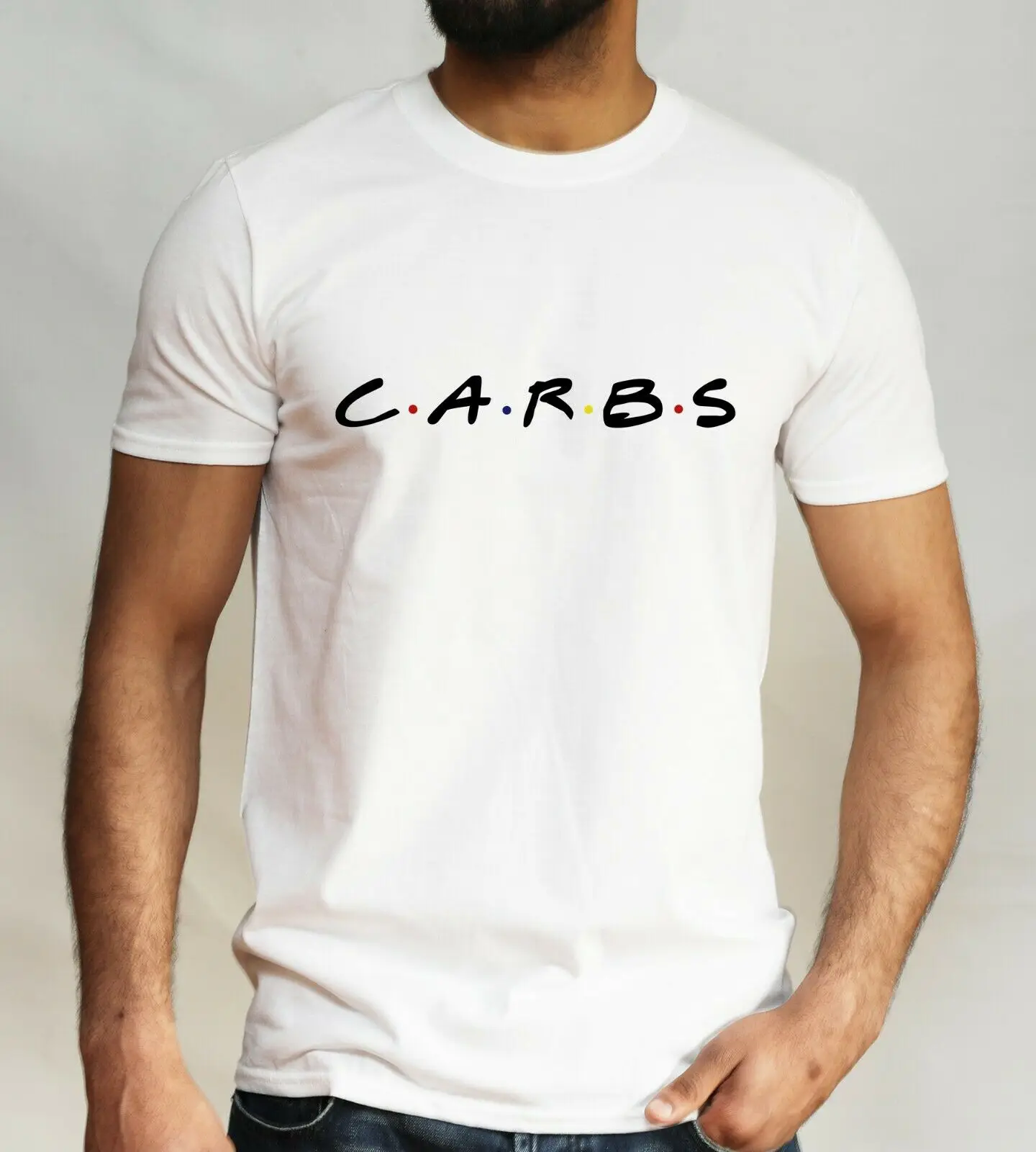 Friends Parody T shirt Funny Carbs Joey TV Show White Unisex Tee S - XXL | Мужская одежда