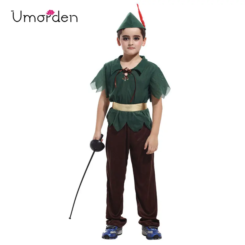 Карнавальные костюмы Umorden Purim на Хэллоуин Детский костюм Питера Пэна из зеленого