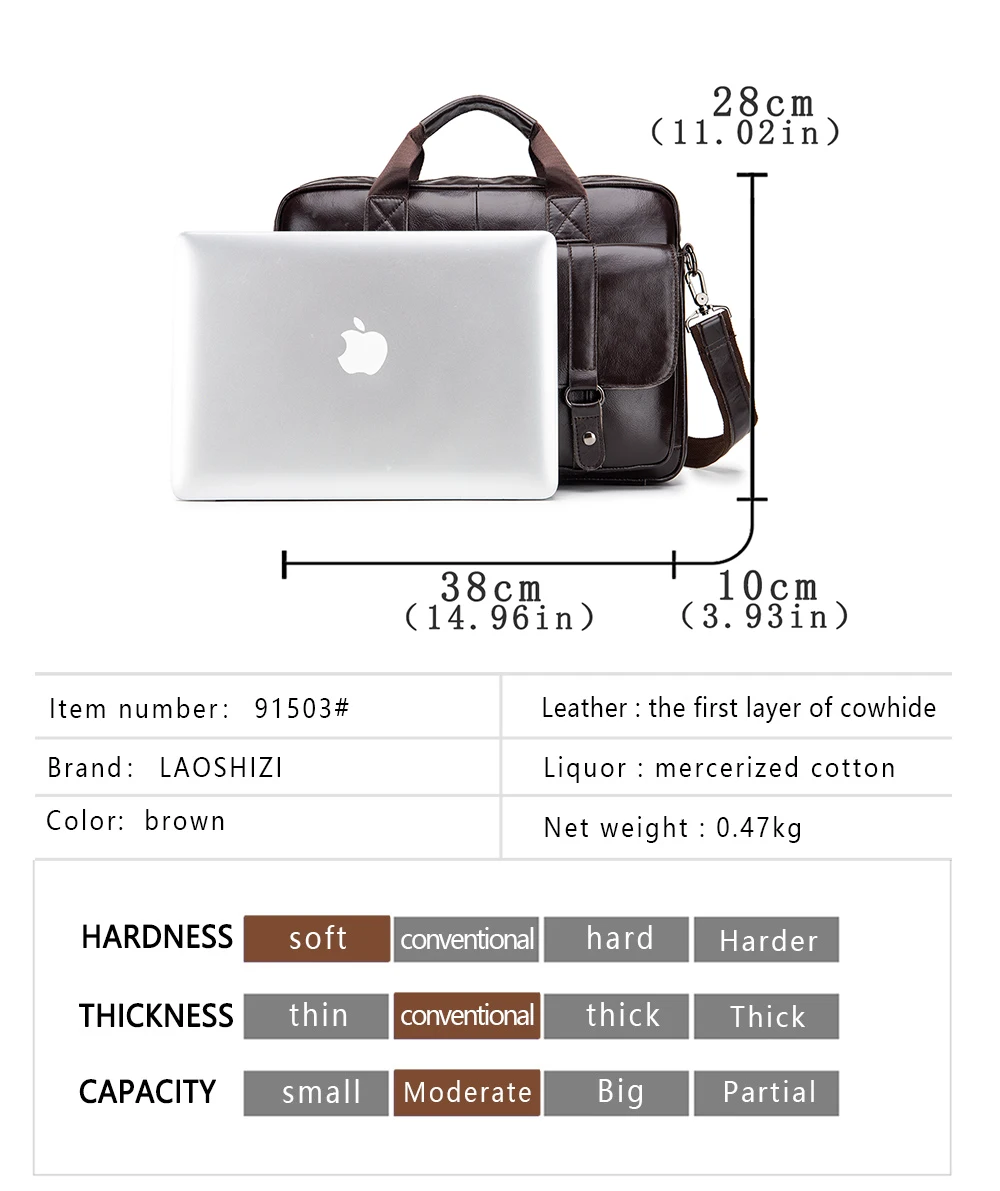 LAOSHIZI LUOSEN, Винтажный Мужской портфель из натуральной кожи, сумка через плечо, 15,6 дюйма, сумка для ноутбука, мужская сумка