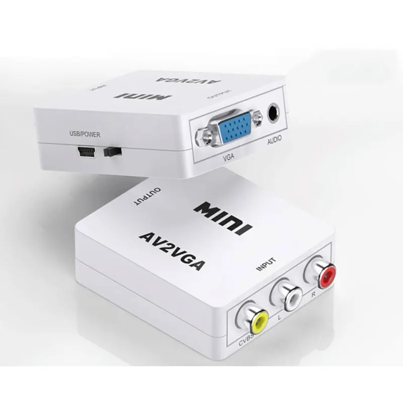 Мини HD AV2VGA видео конвертер коробка AV RCA CVBS в VGA с 3 5 мм аудио ПК преобразователь ТВЧ