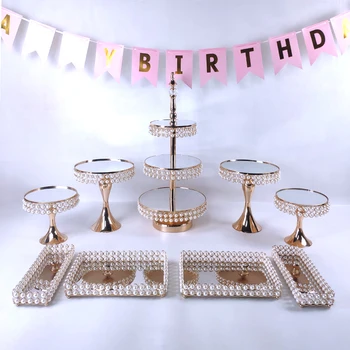 

MQMY High-end plating Decorating Tool Cupcake Wedding Gold Mirror Crystal Acrylic Metal Tier SILVER Mirror Cake Stand