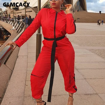 

Women Plus Size Splicing Long Sleeve Bodycon Jumpsuit Turn Down Collar Casual Spring Fall Chic Female Overall