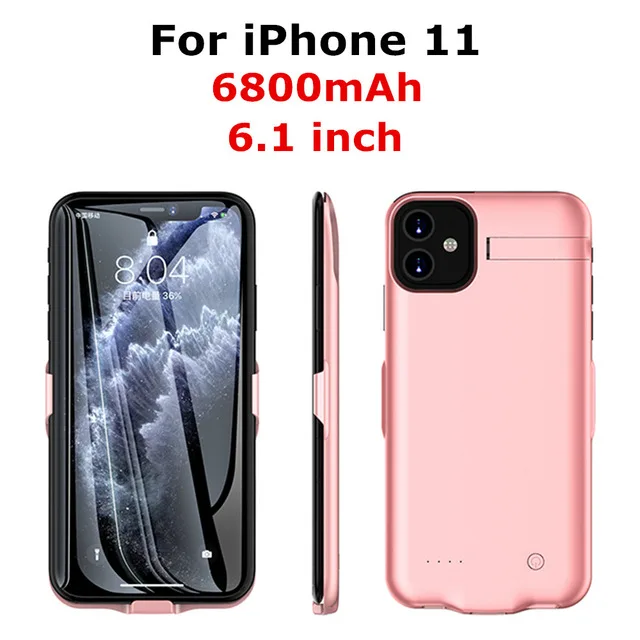 Pink for iPhone 11 Ультратонкий чехол-накладка Мощность Батарея чехол для iphone 11 с стенты поддерживающих колесиков выполнены Батарея чехол для iphone 11 Pro Max Все включено» позволяет легко убирать за 11 - Цвет: Pink for iPhone 11