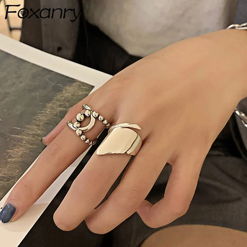 Silver Rings Silver Ring Silver Smooth Rings for Women Vintage Geometric Handmade Jewelry Gift